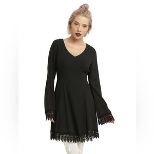 Black Long Crochet Bell Sleeve Dress. Sz. M - Hot Topic